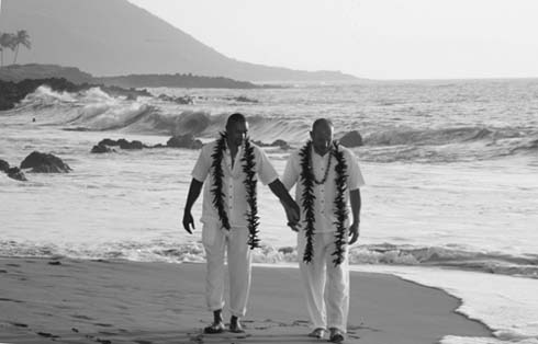 two gay men at their maui wedding