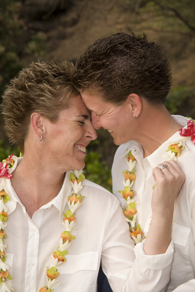 two women at their hawaii wedding