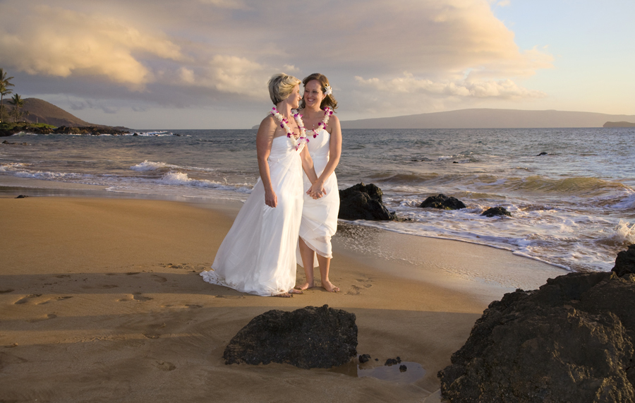 brides at their gay wedding in Hawaii