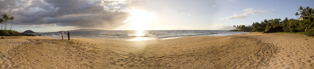 Panorama of maui wedding beach