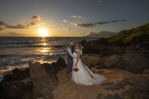 Sunset wedding on Maui