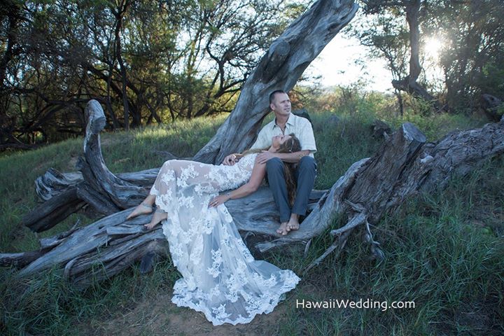 Hawaii Wedding couple on tree